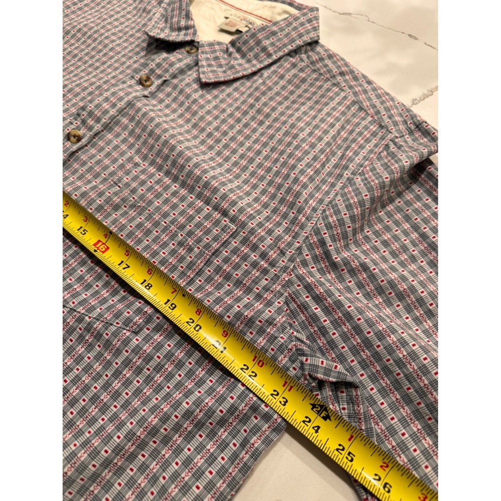 Carbon2Cobalt Mens Large Grey Red Geometric‎ Plaid Cotton Button Down Shirt L - Picture 5 of 6